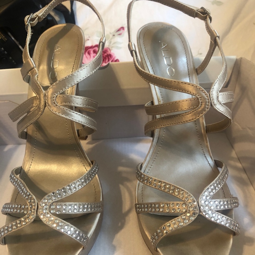 Aldo gold sandal heels.